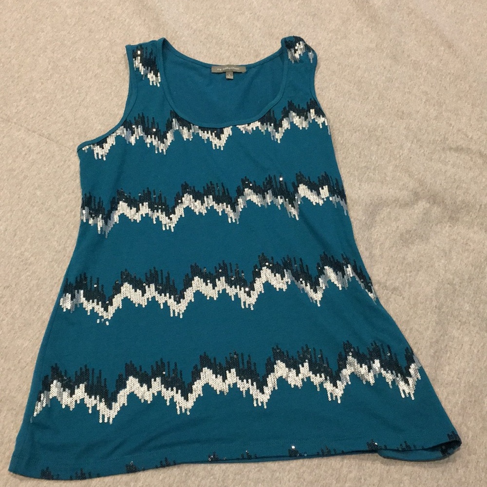Teal tank with sequins